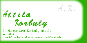 attila korbuly business card